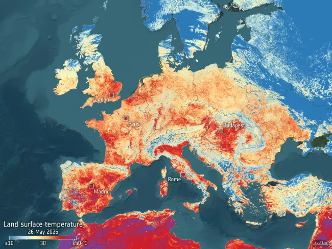 Hitzewelle in Europa satellitenbild