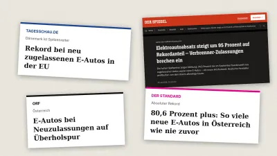 Schlagzeilen bekannter Medien zu E-Autos im Oktober